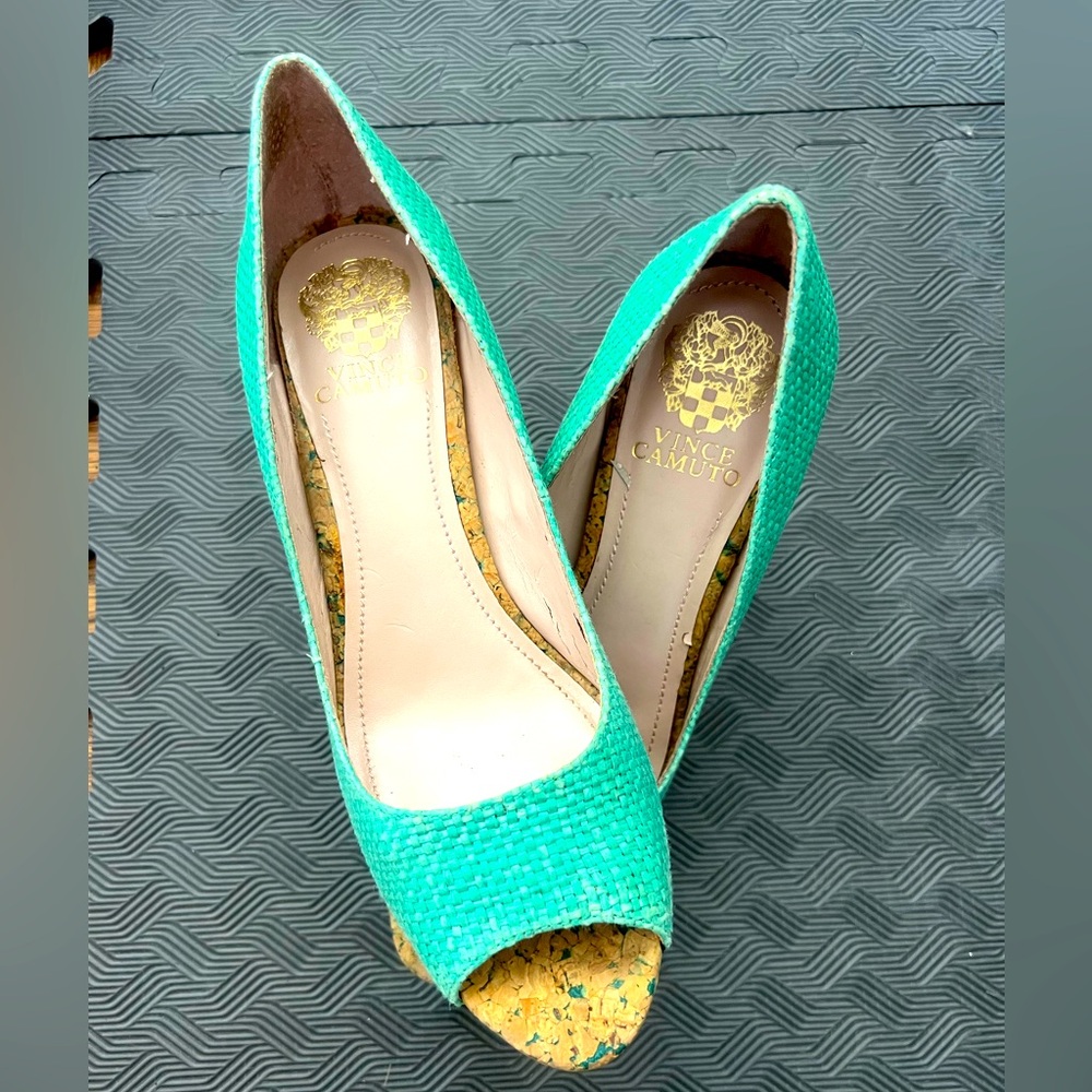 Vince Camuto Turquoise Peep-Toe Heels